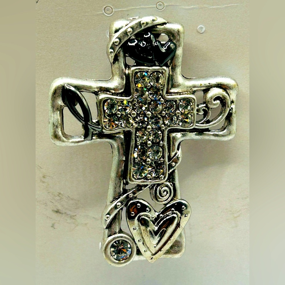 New Chunky Cross Statement Rhinestone Brooch Pin Icon Collection Christian